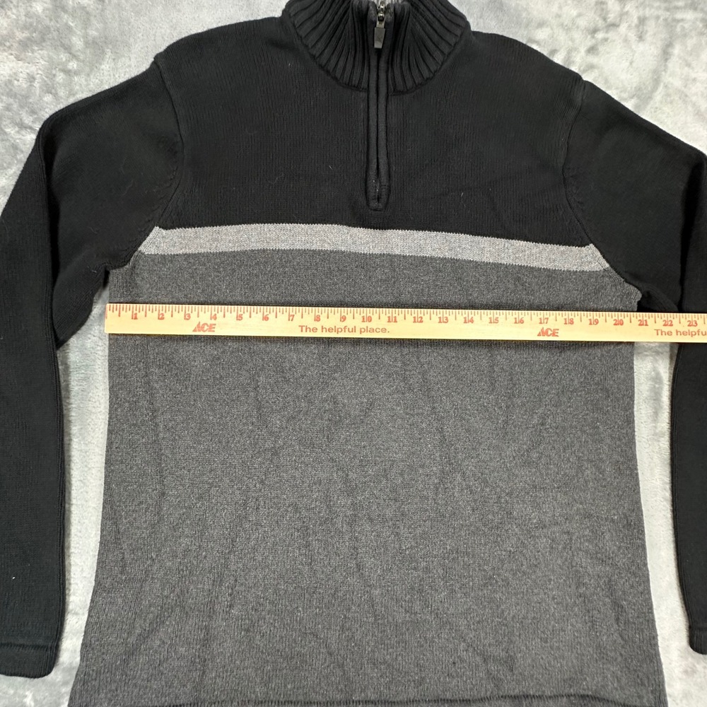 Eddie Bauer Mens Quarter Zip Sweater Black Gray Colorblock Cotton Large 13403595 - Picture 3 of 10